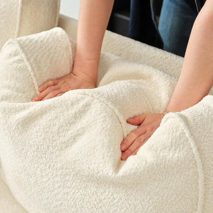 Modern Minimalist Extra Deep Seat Sofa with Teddy Velvet Upholstery – Ergonomic Design, Easy Assembly, 84" W Living Room Couch