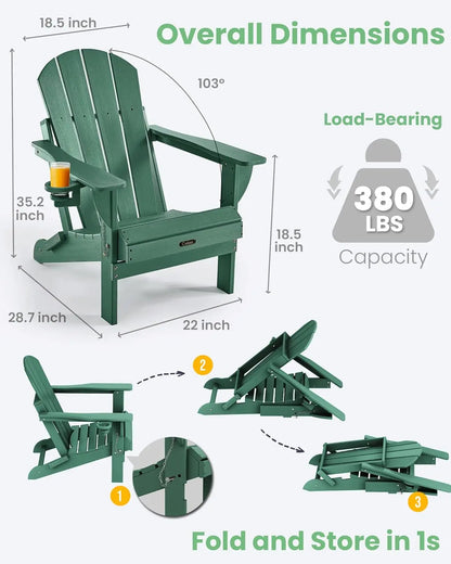 Folding Adirondack Chair - Stylish Outdoor Lounge Chair for Relaxation