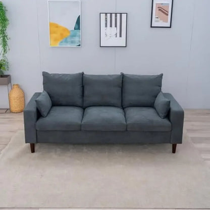 Contemporary L-Shaped Sofa with Wood Legs and Tool-Free Assembly – Faux Leather or Linen Fabric Upholstery