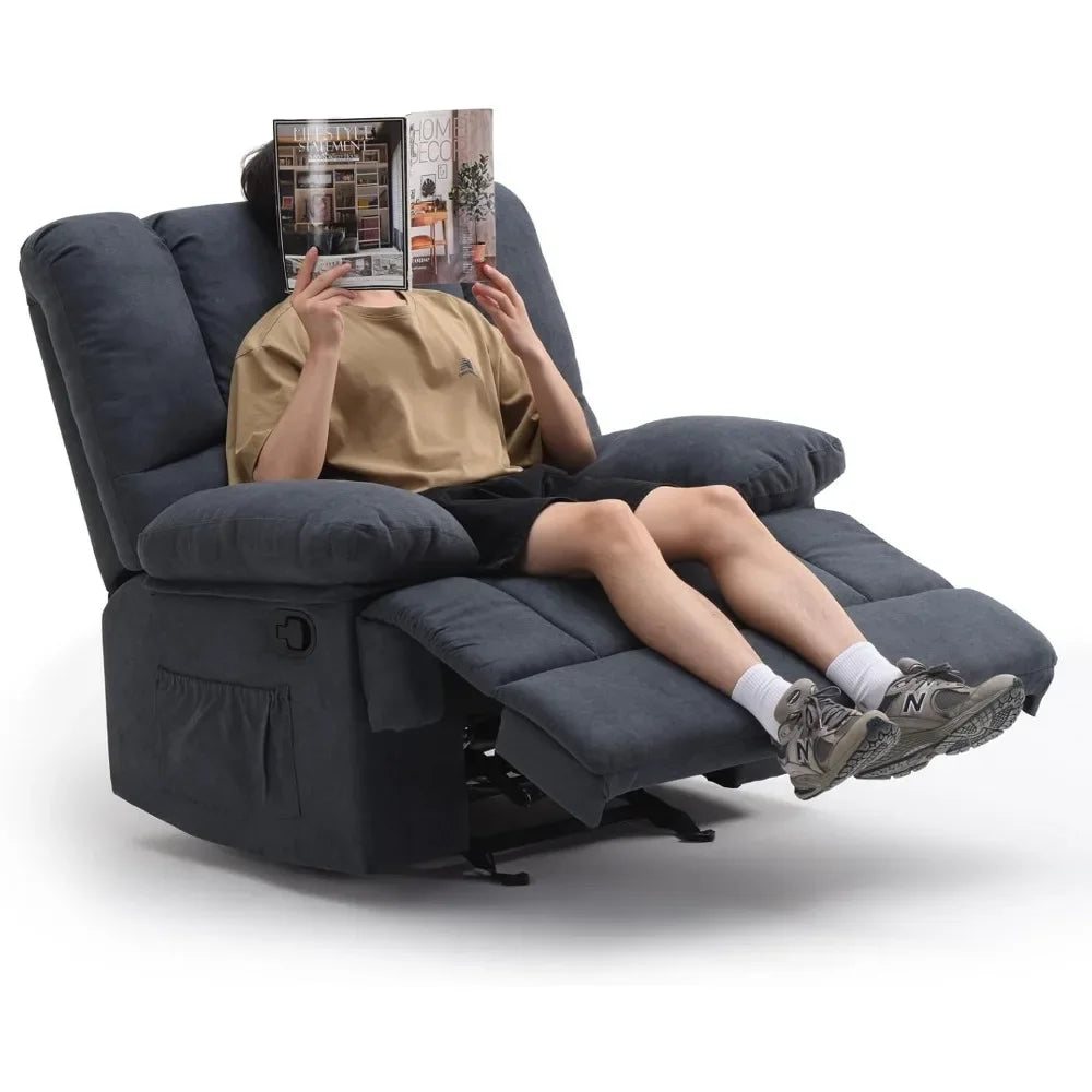 Oversized Modern Fabric Recliner Chair for Living Room – Ergonomic Design with Three Relaxation Modes