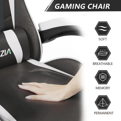 Ergonomic Gaming Chair with Lumbar Cushion & Headrest, Height-Adjustable Office Chair for Gamers - Multiple Color Options