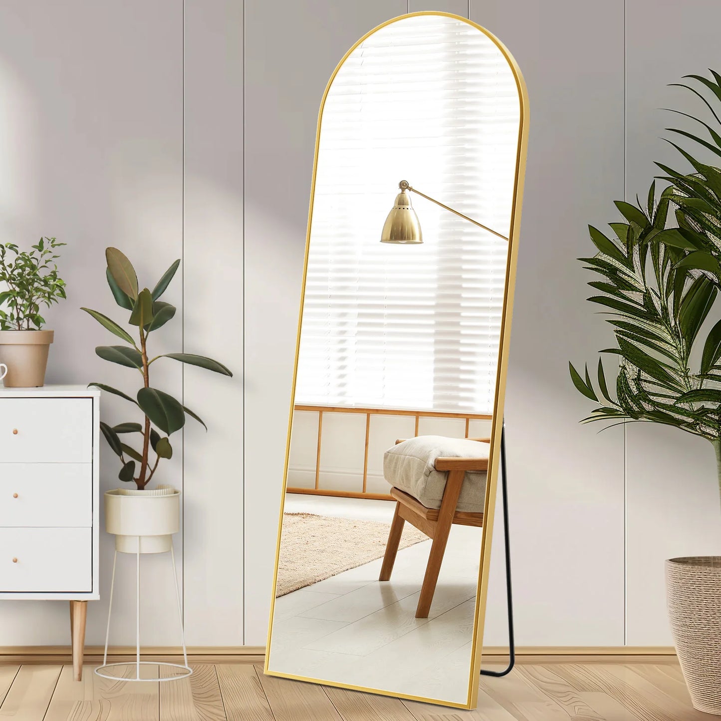 Full-Length Standing Mirror with Aluminum Alloy Frame - Minimalist Modern Design