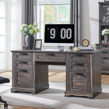 Gorgeous Farmhouse Executive Desk with Double Pedestal Design