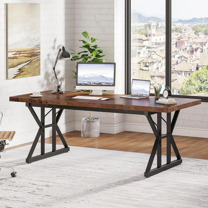 70.8" Executive Desk – Large Computer Workstation with Engineered Wood Top and Metal Frame, Modern Office Desk for Home or Office Use