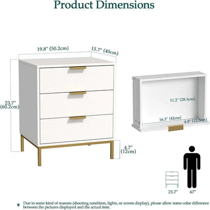 Modern Wooden Nightstand with 3 Drawers and Rustic Charm