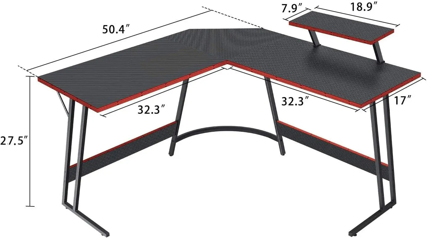 Enhanced Gaming Desk with Built-in Monitor Stand and Cable Management