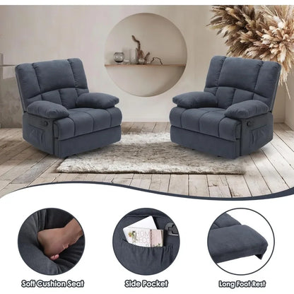 Oversized Modern Fabric Recliner Chair for Living Room – Ergonomic Design with Three Relaxation Modes