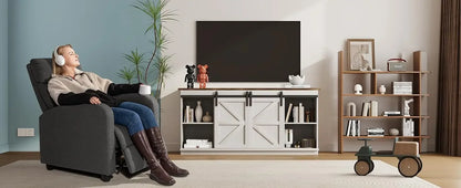 Adjustable Recliner Chair with Breathable Fabric – Modern Style Living Room Leisure Chair, Push-Back Reclining, 90°-165° Adjustable Footrest