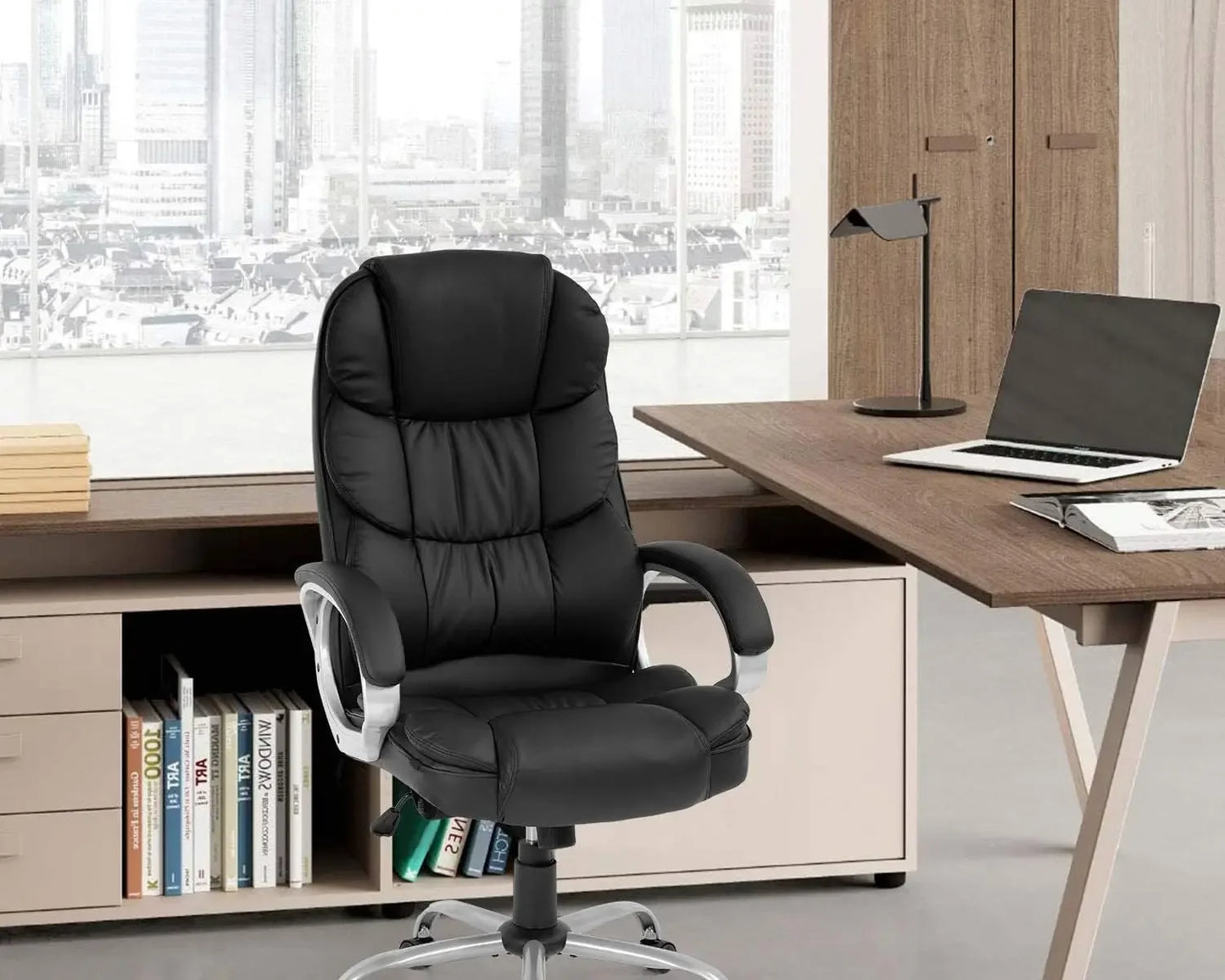 Ergonomic High-Back PU Leather Executive Office Chair with Lumbar Support – XMSJ