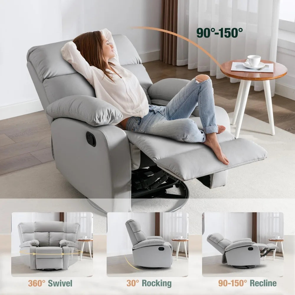 Versatile Swivel Rocker Recliner Chair with Memory Foam Cushion and 360° Swivel, Ideal for Small Spaces, RV, and Nursery