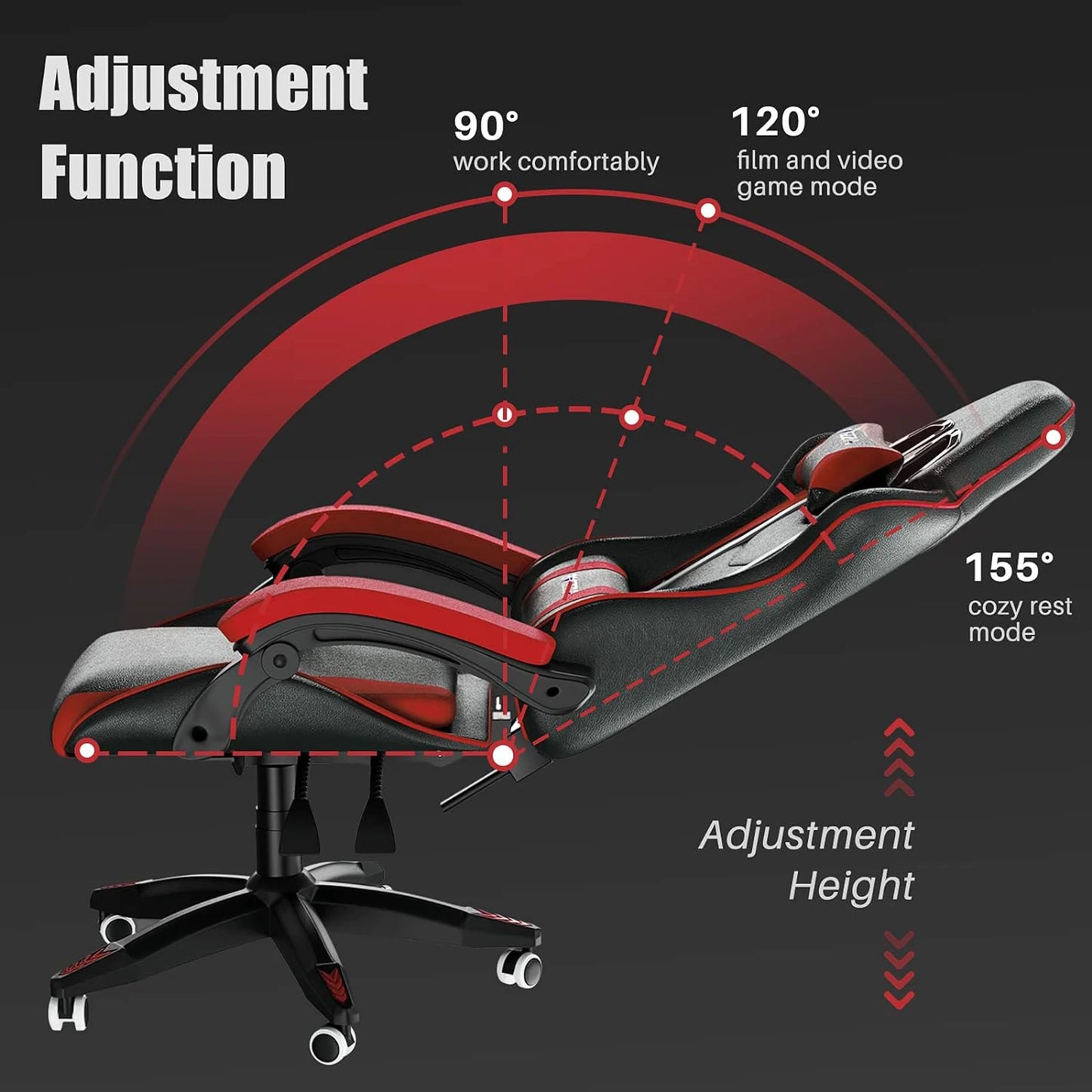 Ergonomic Gaming Chair with Lumbar Cushion & Headrest, Height-Adjustable Office Chair for Gamers - Multiple Color Options