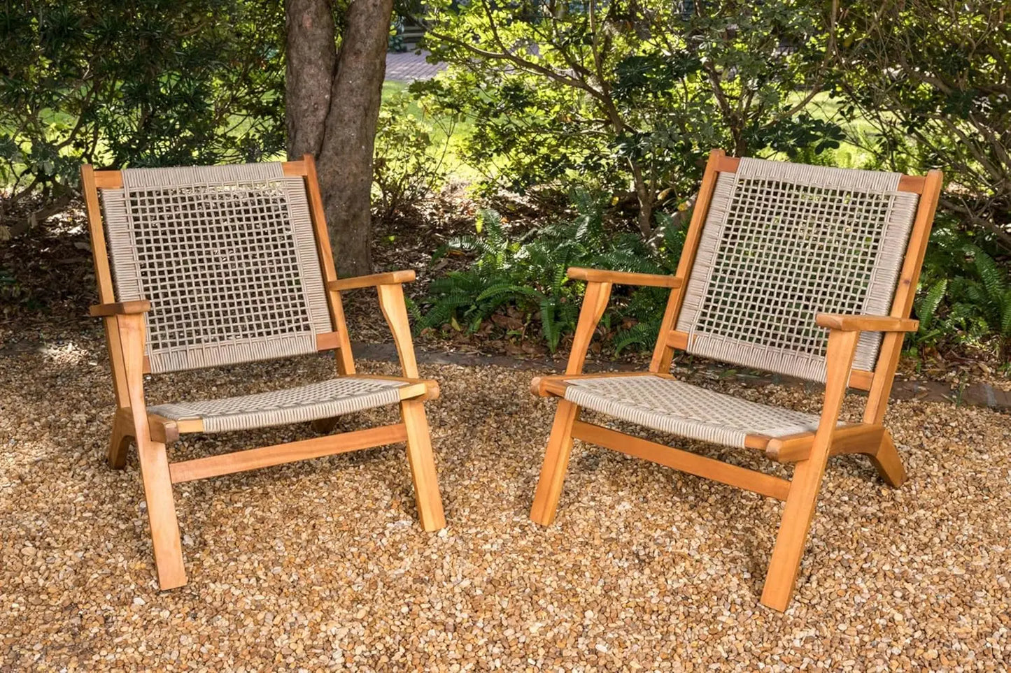 Vega Outdoor Chair - Solid Acacia Wood with Handwoven Ecru Cording