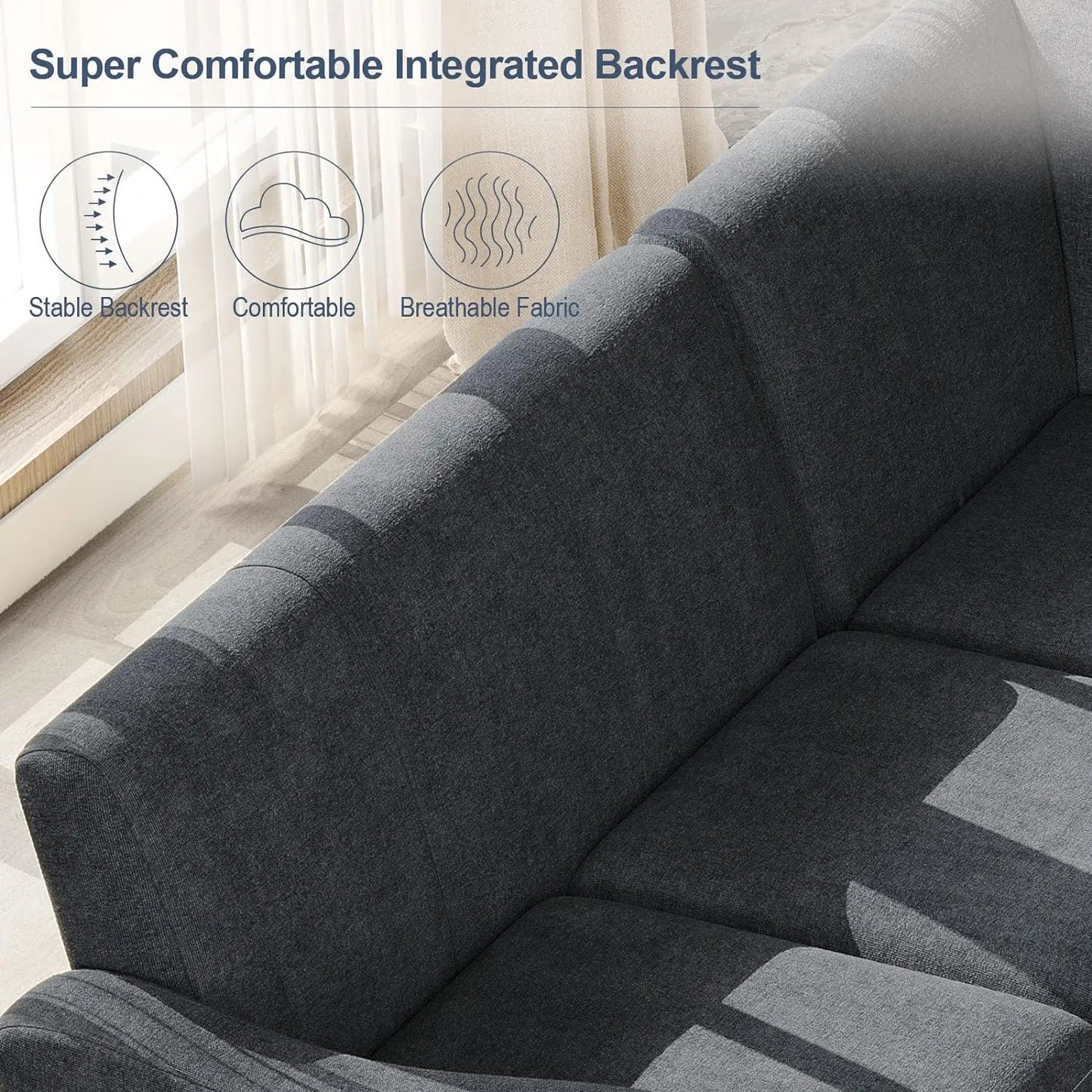 Modern L-Shaped Sectional Sofa with Upholstered Backrest – Versatile and Comfortable for Living Room or Apartment