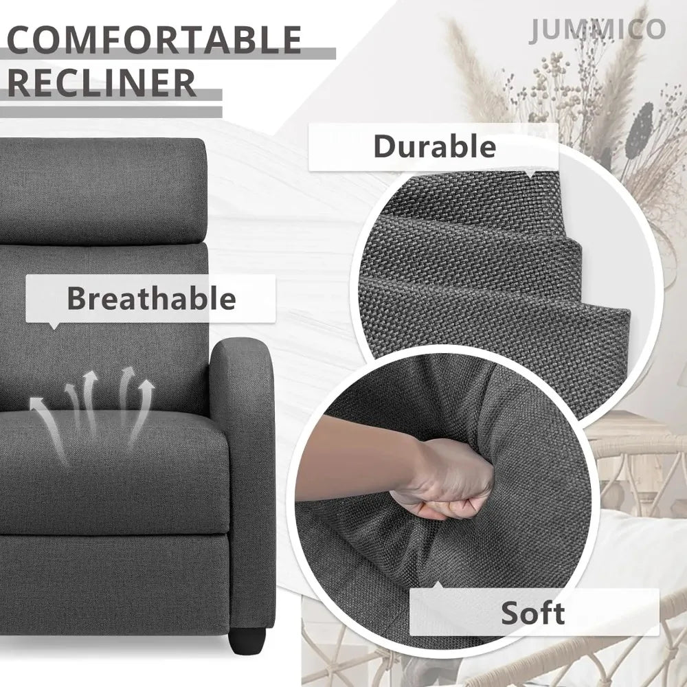 Adjustable Recliner Chair with Breathable Fabric – Modern Style Living Room Leisure Chair, Push-Back Reclining, 90°-165° Adjustable Footrest