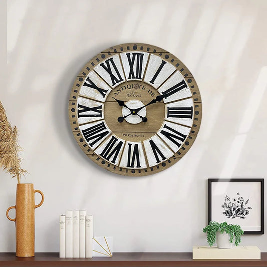 Sunburst Antique Style Wall Clock - Quartz Movement with Mute Feature