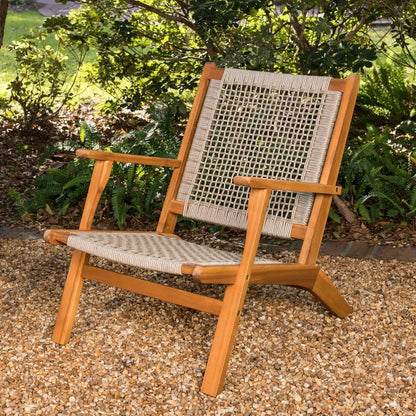 Vega Outdoor Chair - Solid Acacia Wood with Handwoven Ecru Cording