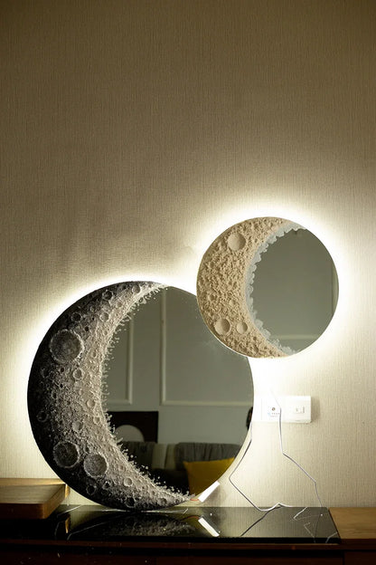 Round Nordic Wall Mirror Art Free Shipping Modern Design Moon Makeup Mirror Korean Dekoracyjne Lustra Bedroom Decoration CX649FT