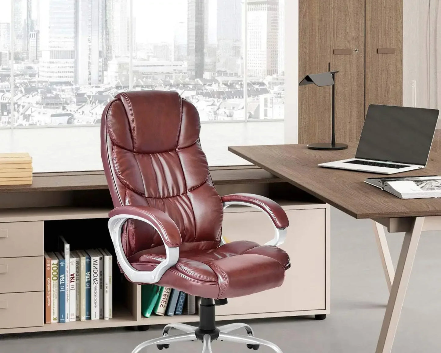 Ergonomic High-Back PU Leather Executive Office Chair with Lumbar Support – XMSJ