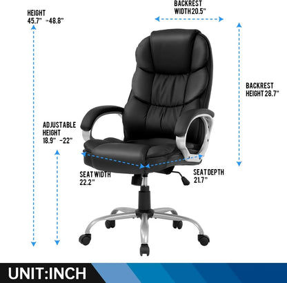 Ergonomic High-Back PU Leather Executive Office Chair with Lumbar Support – XMSJ