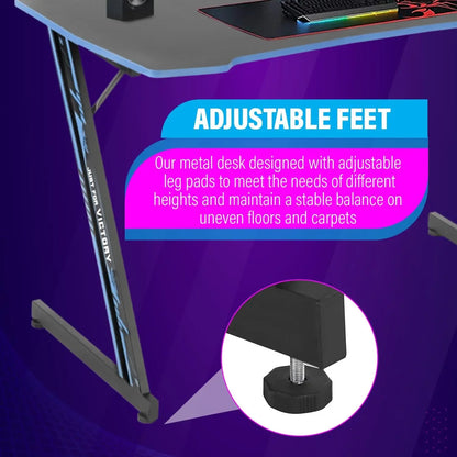 Z-Shaped Computer Desk – Adjustable Office Desk with Storage Shelves, Cable Management, and Built-in Headphone Hook, Modern Alloy Steel Frame