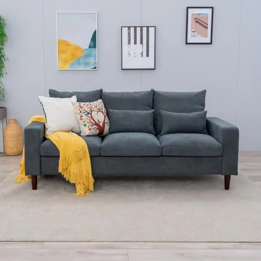 Contemporary L-Shaped Sofa with Wood Legs and Tool-Free Assembly – Faux Leather or Linen Fabric Upholstery