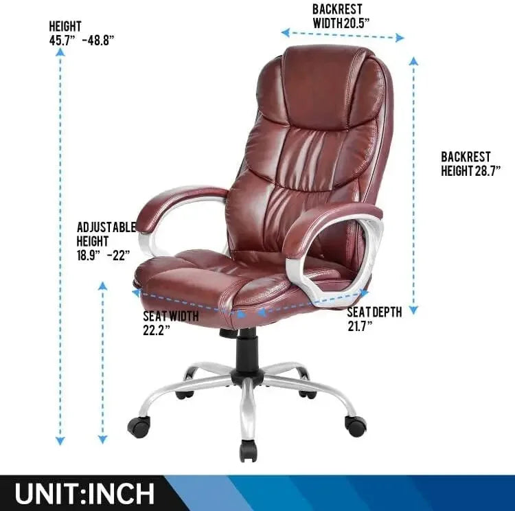 Ergonomic High-Back PU Leather Executive Office Chair with Lumbar Support – XMSJ