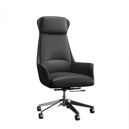 Genuine Leather Executive Office Chair - Adjustable Lift Chair with Armrests and Rollers