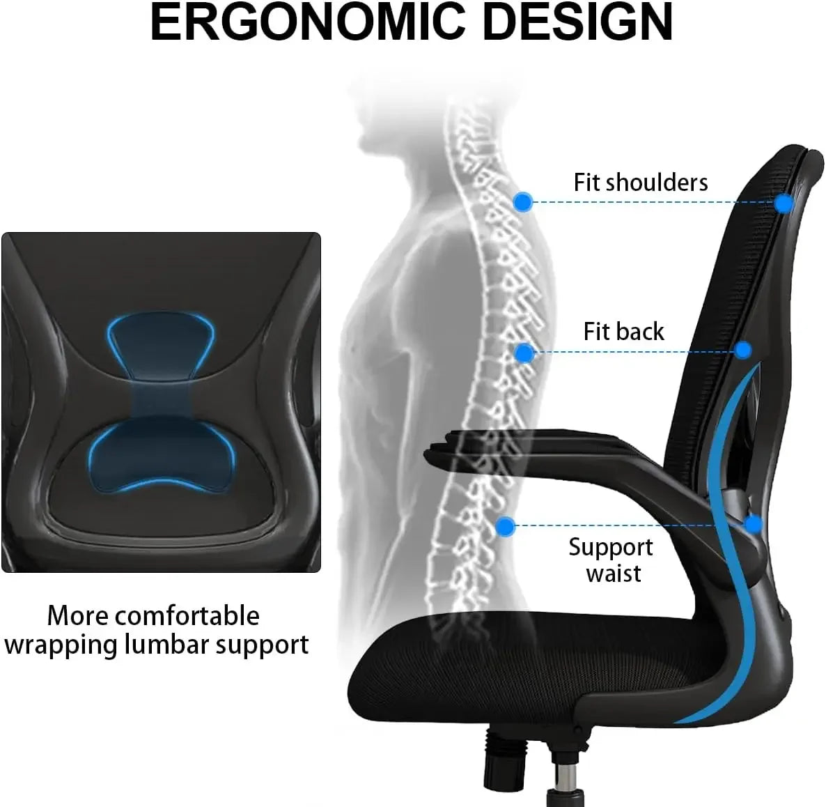 Ergonomic Mesh Desk Chair with Adjustable Armrests and Lumbar Support – XMSJ