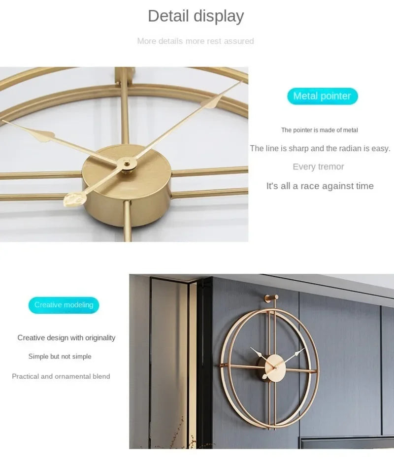 Minimalist Dome Wall Clock – Silent Metal Needle Display, Available in 50cm or 60cm Sizes