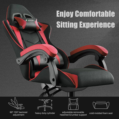 Ergonomic Gaming Chair with Lumbar Cushion & Headrest, Height-Adjustable Office Chair for Gamers - Multiple Color Options