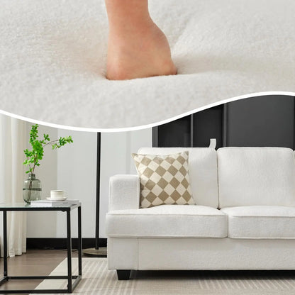 Modern Minimalist Extra Deep Seat Sofa with Teddy Velvet Upholstery – Ergonomic Design, Easy Assembly, 84" W Living Room Couch