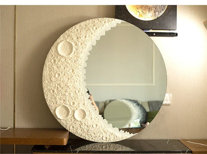 Round Nordic Wall Mirror Art Free Shipping Modern Design Moon Makeup Mirror Korean Dekoracyjne Lustra Bedroom Decoration CX649FT