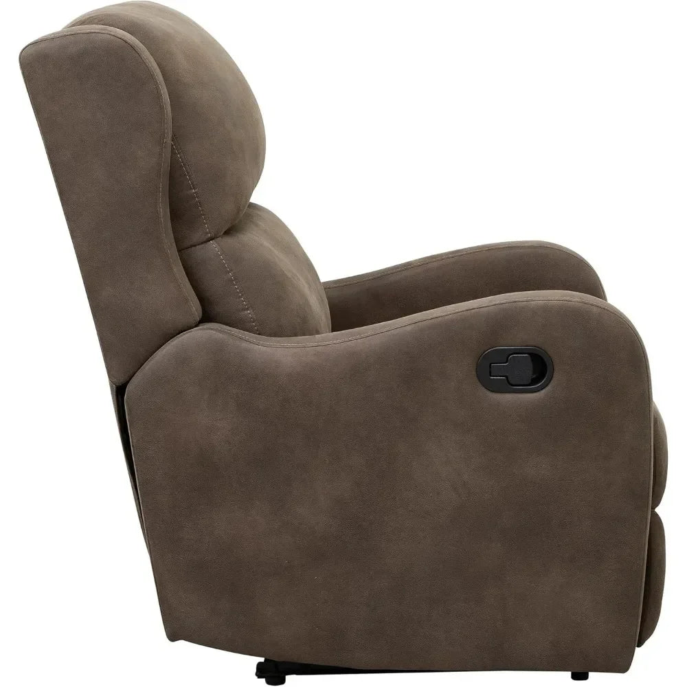 Modern Faux Leather Recliner Chair with Waterfall Back and Sloped Arms