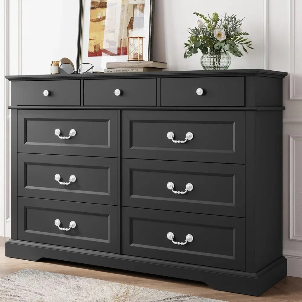 Eco-Friendly Grey Dresser - 9-Drawer Organizer for Bedroom and Closet