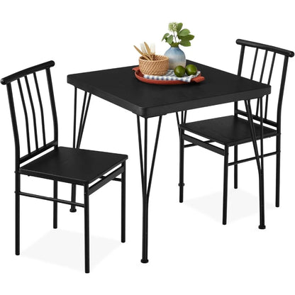 3-Piece Dining Room Set – Compact Table with Alloy Steel Frame and Engineered Wood Top, Includes 2 Chairs for Small Spaces