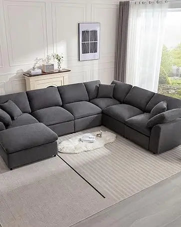 Convertible L-Shaped Sectional Sofa with Storage – Modern Velvet Living Room Couch with Cup Holders