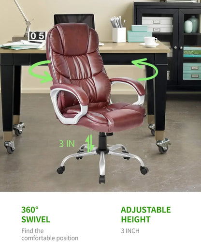 Ergonomic High-Back PU Leather Executive Office Chair with Lumbar Support – XMSJ