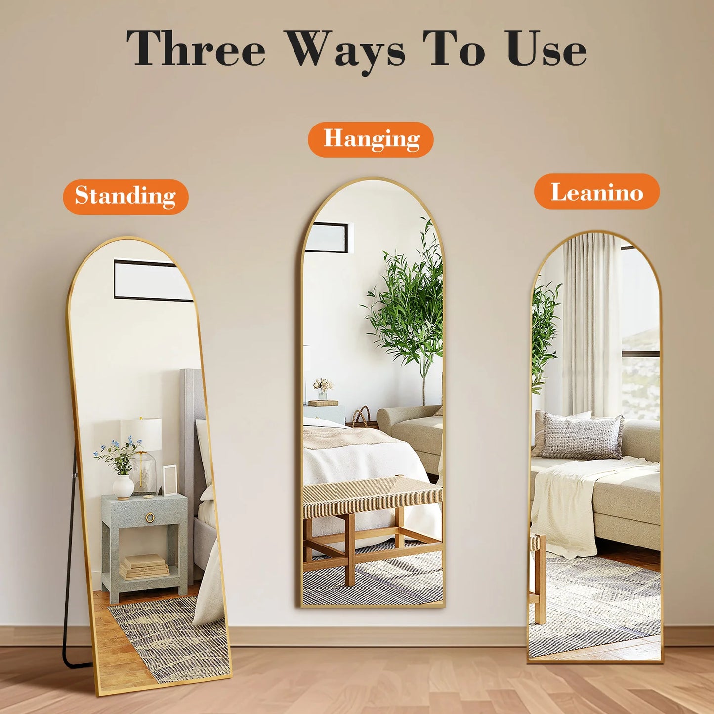 Full-Length Standing Mirror with Aluminum Alloy Frame - Minimalist Modern Design