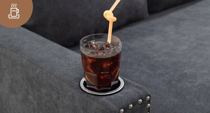 Convertible L-Shaped Sectional Sofa with Storage – Modern Velvet Living Room Couch with Cup Holders