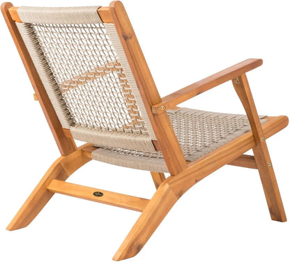 Vega Outdoor Chair - Solid Acacia Wood with Handwoven Ecru Cording