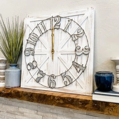 Antique Rustic Farmhouse Wall Clock – 24-Inch Decorative Timepiece with Inspirational Sign