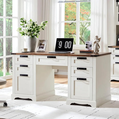 Gorgeous Farmhouse Executive Desk with Double Pedestal Design