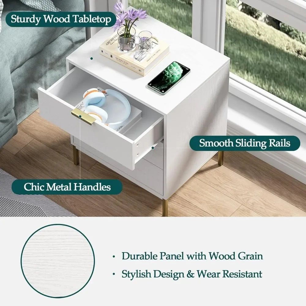 Modern Wooden Nightstand with 3 Drawers and Rustic Charm