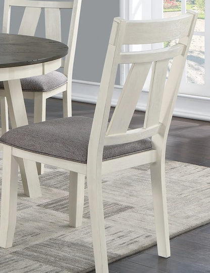 Formal Classic Dining Table and 4 Chair Set with Wooden Table Top and Gray Upholstered Cushions