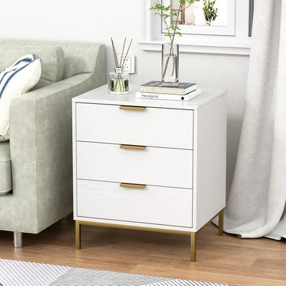 Modern Wooden Nightstand with 3 Drawers and Rustic Charm