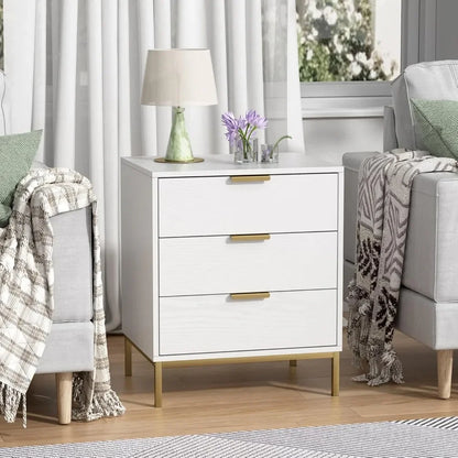Modern Wooden Nightstand with 3 Drawers and Rustic Charm