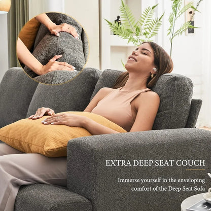 89" Modern 3-Seater Chenille Sofa – Spacious & Comfy Couch with Deep Seats, Wide Armrests, and Sturdy Construction, Easy Assembly