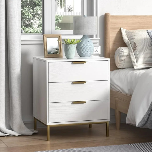 Modern Wooden Nightstand with 3 Drawers and Rustic Charm