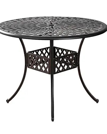 3-Piece Cast Aluminum Outdoor Bistro Table Set with Umbrella Hole