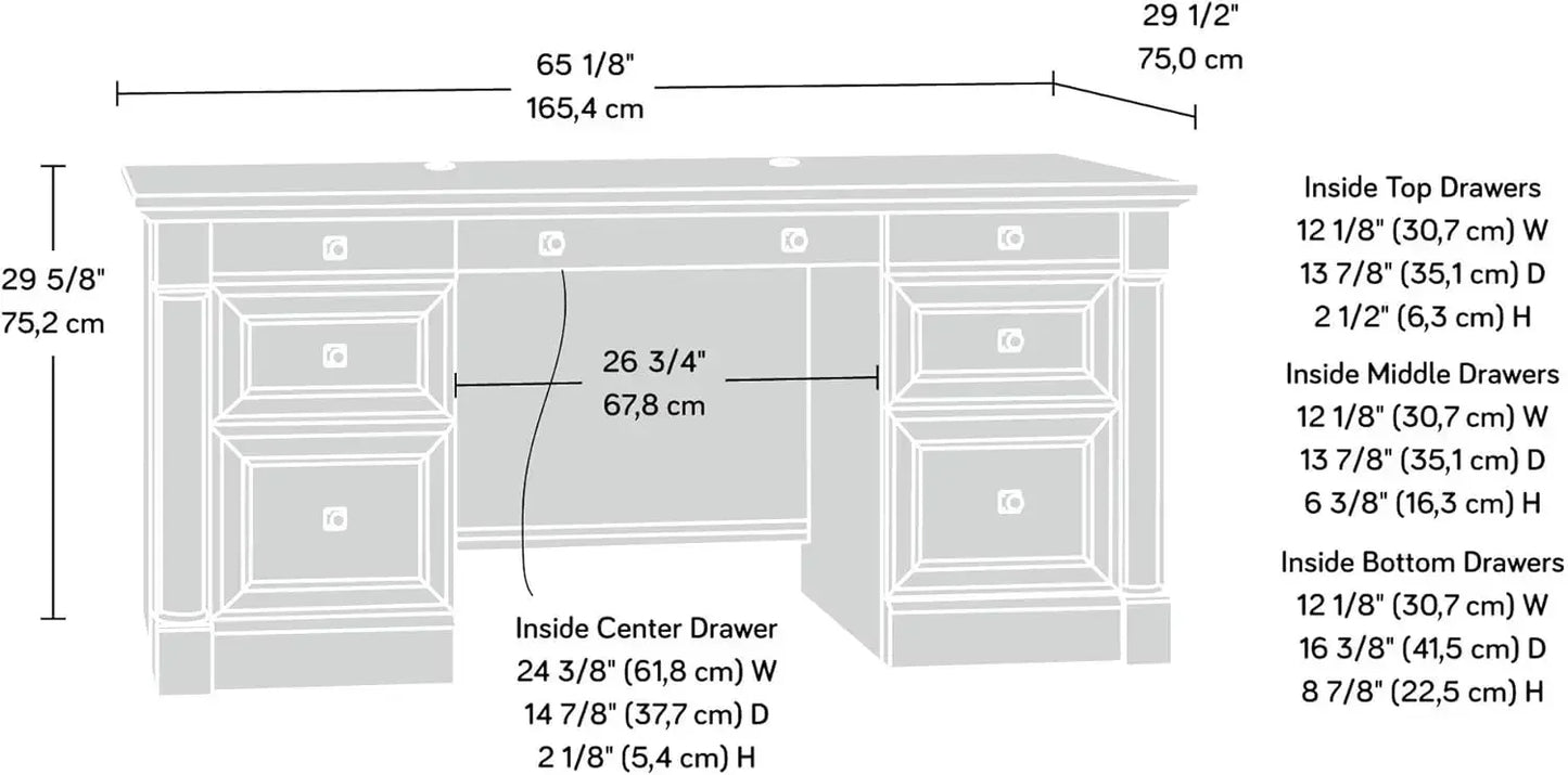 Sauder Palladia Executive Desk - Vintage Oak Finish with Ample Storage